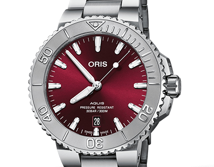 Oris Aquis Date Relief Watch with Cherry Dial, 41.50mm
