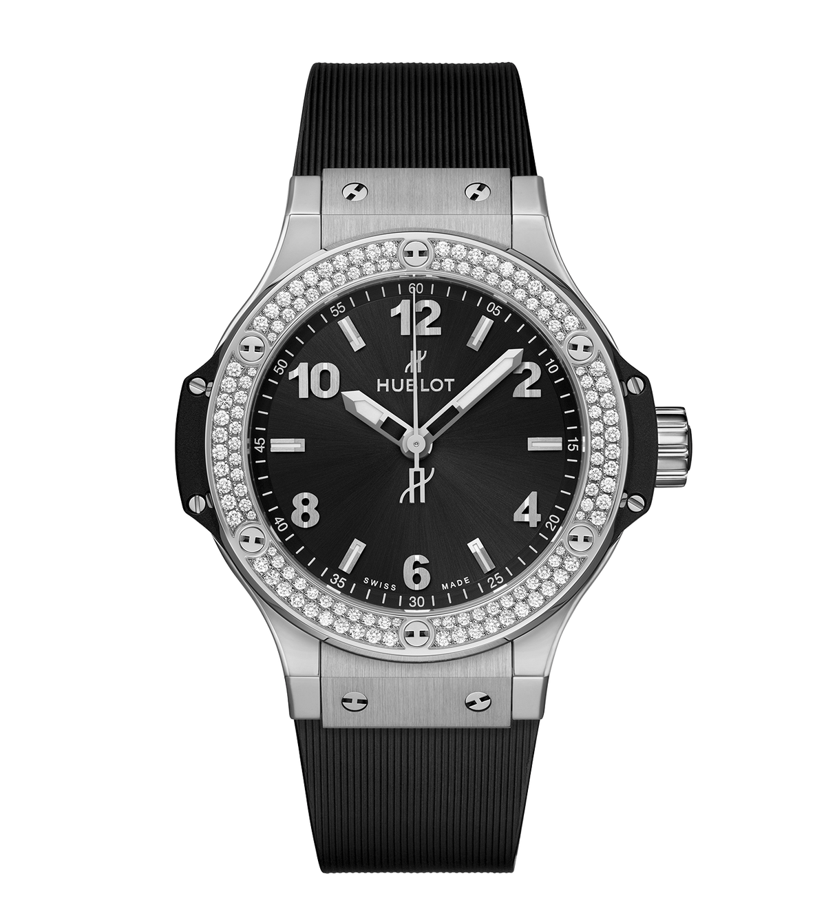 Hublot Big Bang Steel Diamonds, 38mm with Black Dial