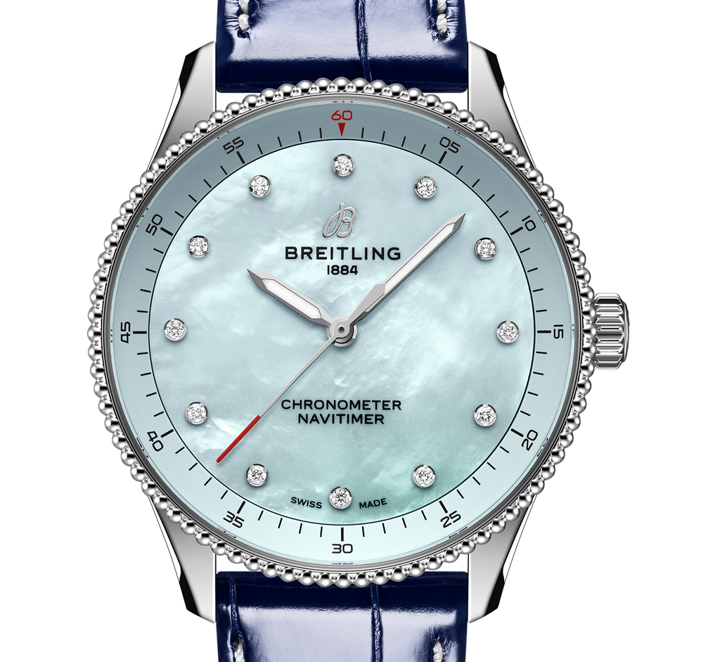 Breitling Navitimer Quartz 32mm Watch with Blue Leather Strap