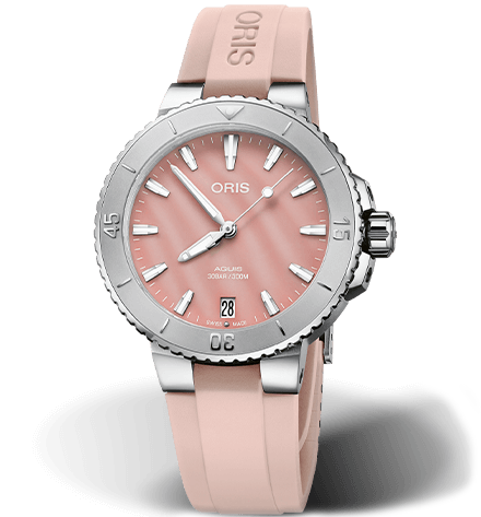 Oris Aquis Date Watch with Pink Mother of Pearl Dial, 36.5mm