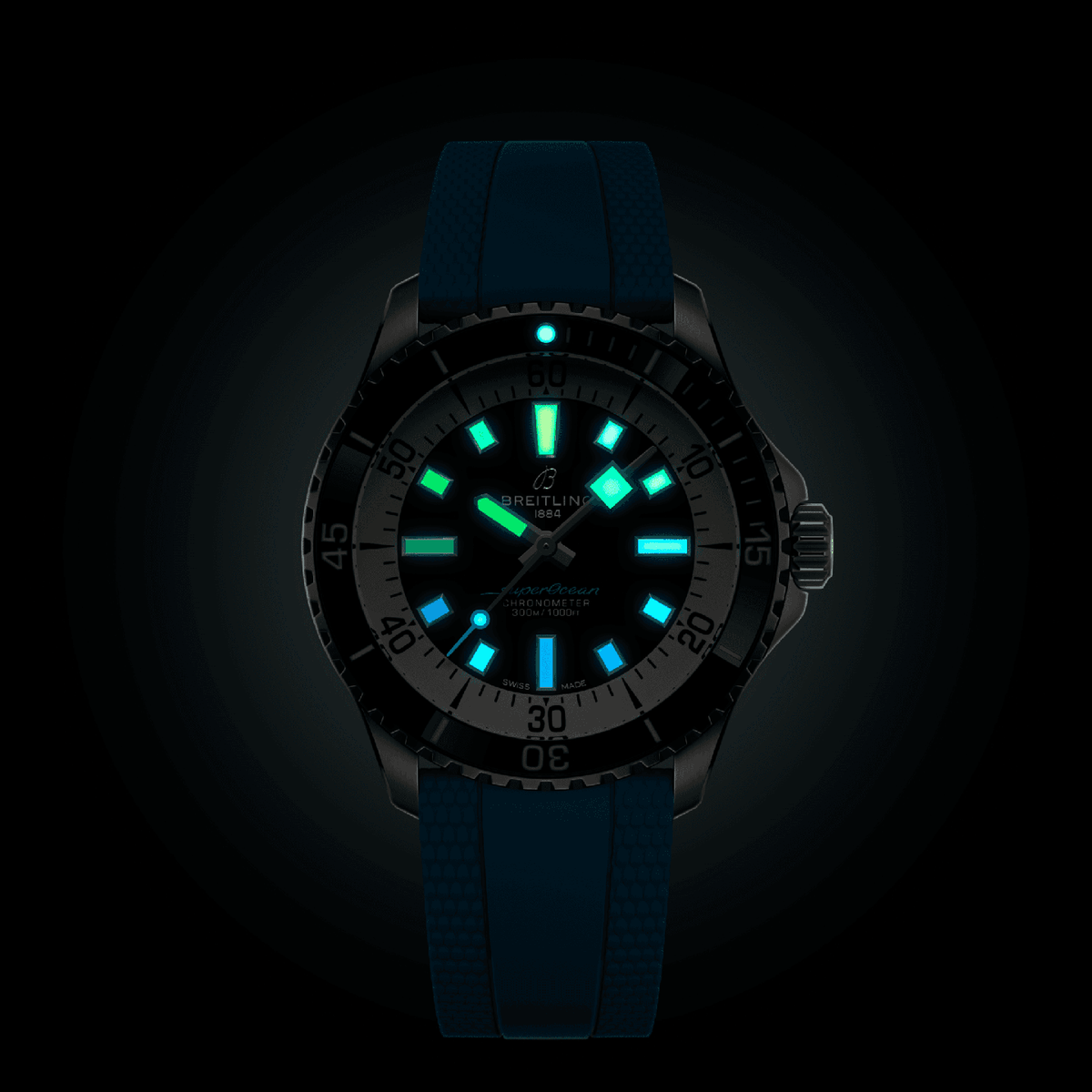 Breitling Superocean Automatic 42 Watch with Turquoise Rubber Strap
