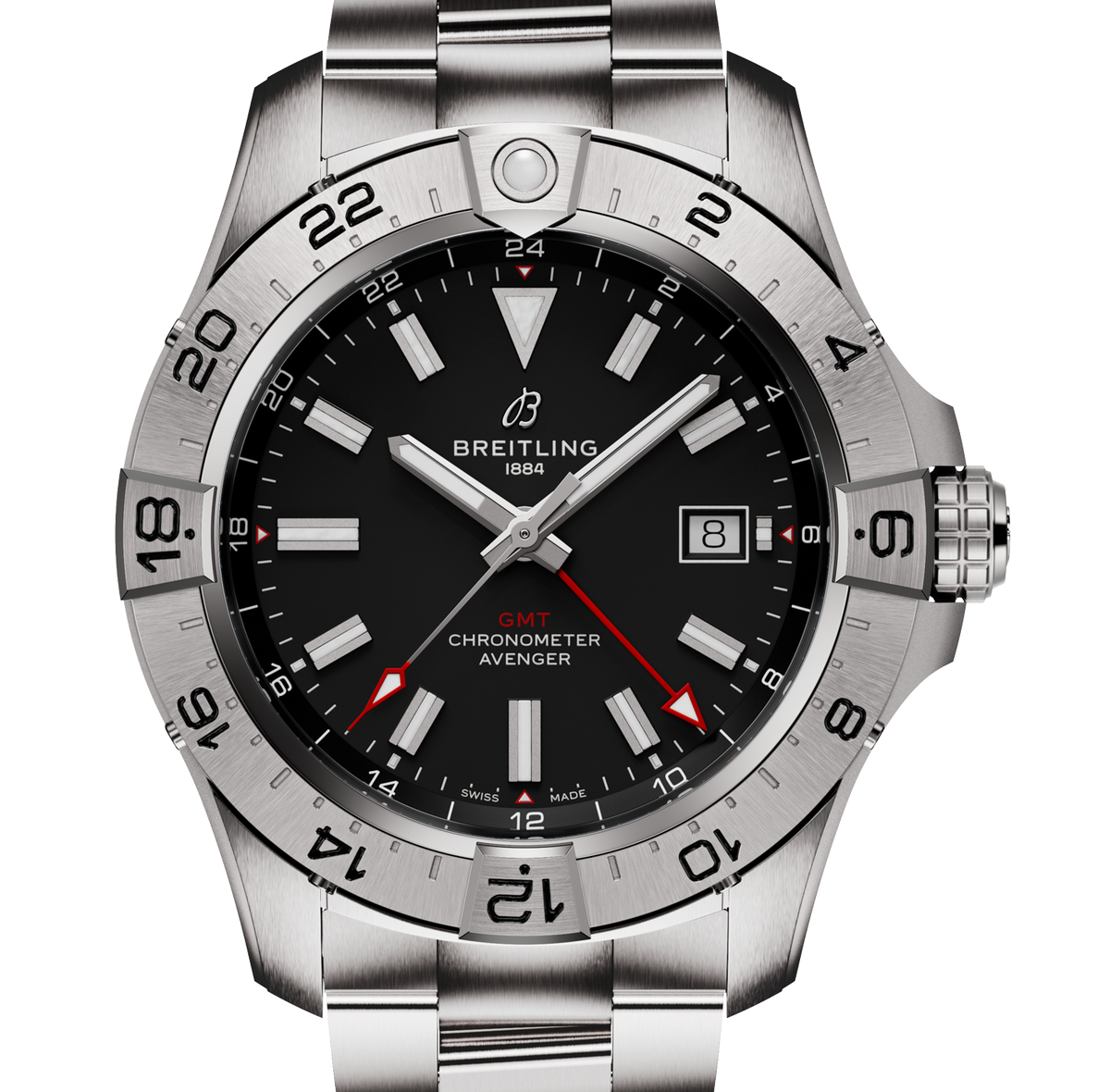 Breitling Avenger Automatic GMT 44mm Watch with Black Dial