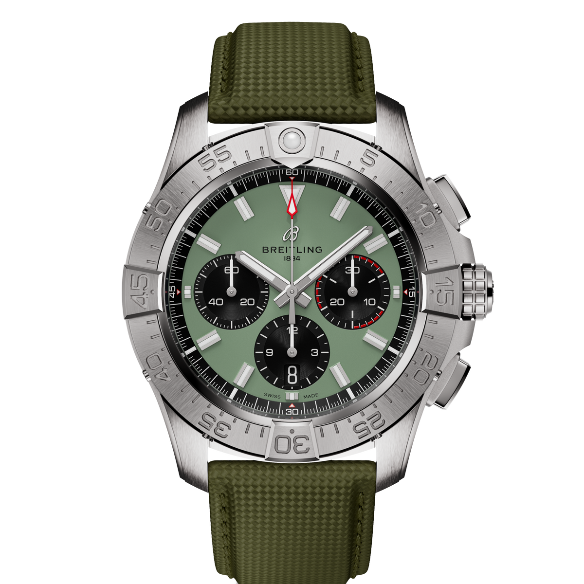 Breitling Avenger B01 Chronograph 44mm Watch with Green Strap