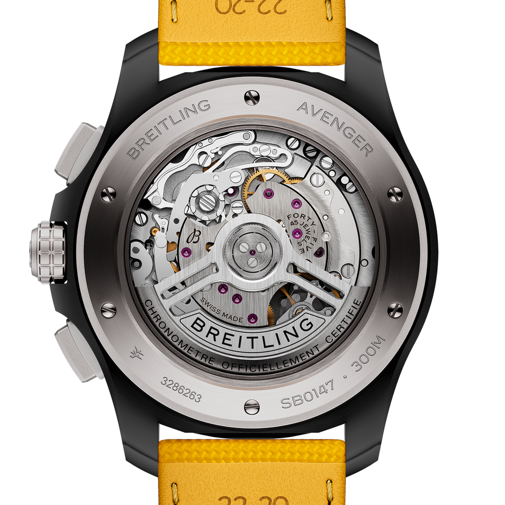 Breitling Avenger B01 Chronograph 44mm Night Mission Watch with Yellow Dial