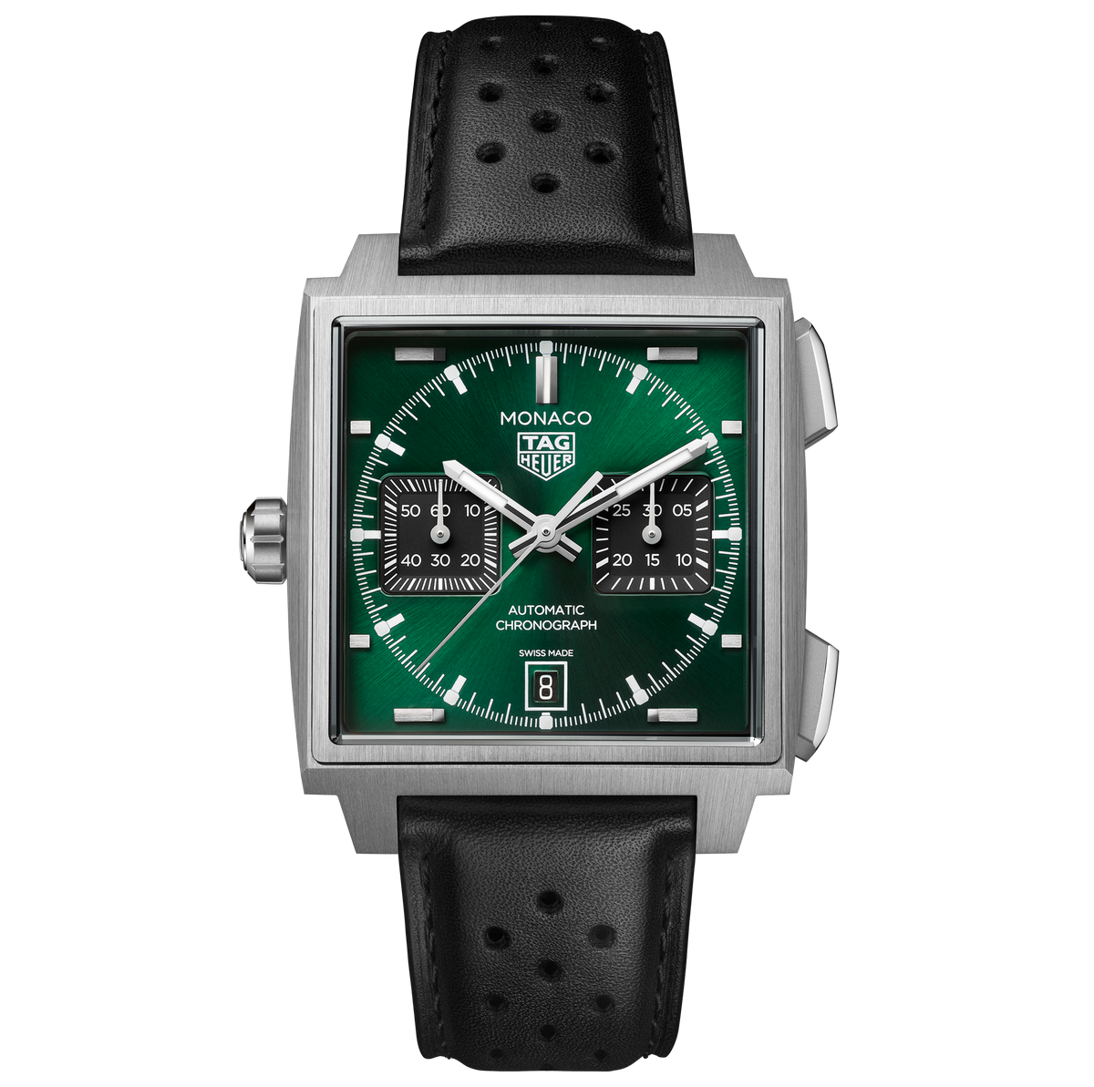 TAG Heuer Monaco Chronograph Watch with Sunray Brushed Green Dial