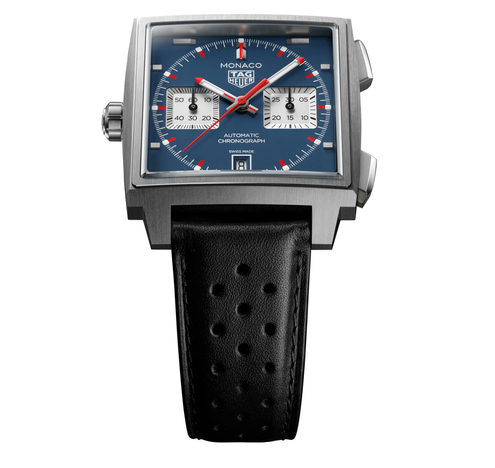 TAG Heuer Monaco Chronograph Watch with Blue Opalin Dial