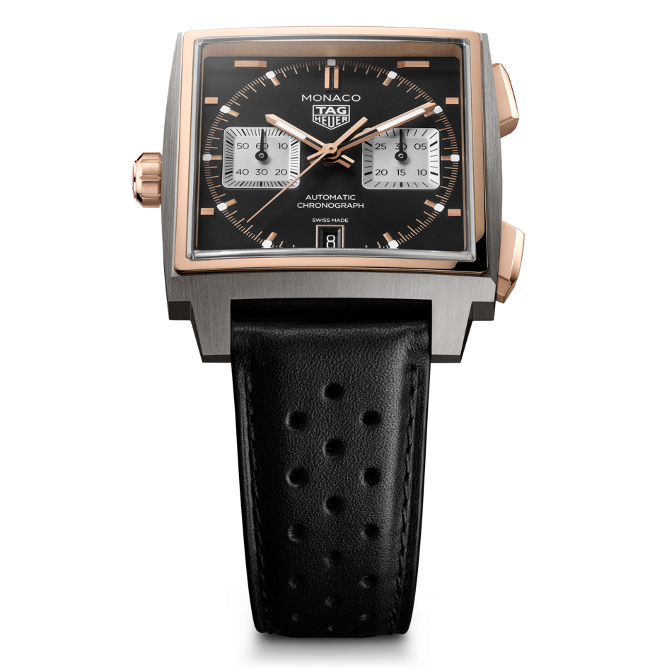 TAG Heuer Monaco Chronograph Watch with Sunray Brushed Black Dial