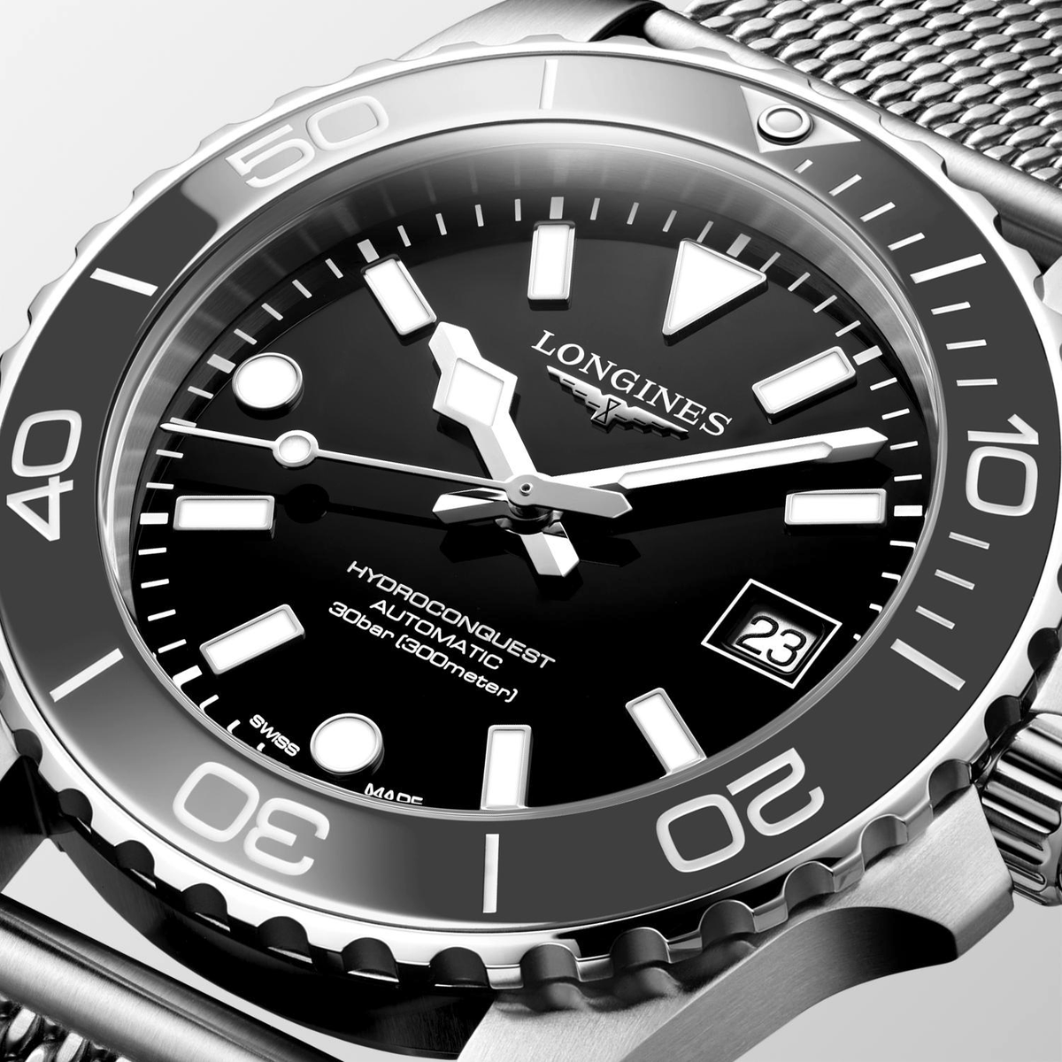 Longines Hydroconquest 39mm Watch with Black Dial