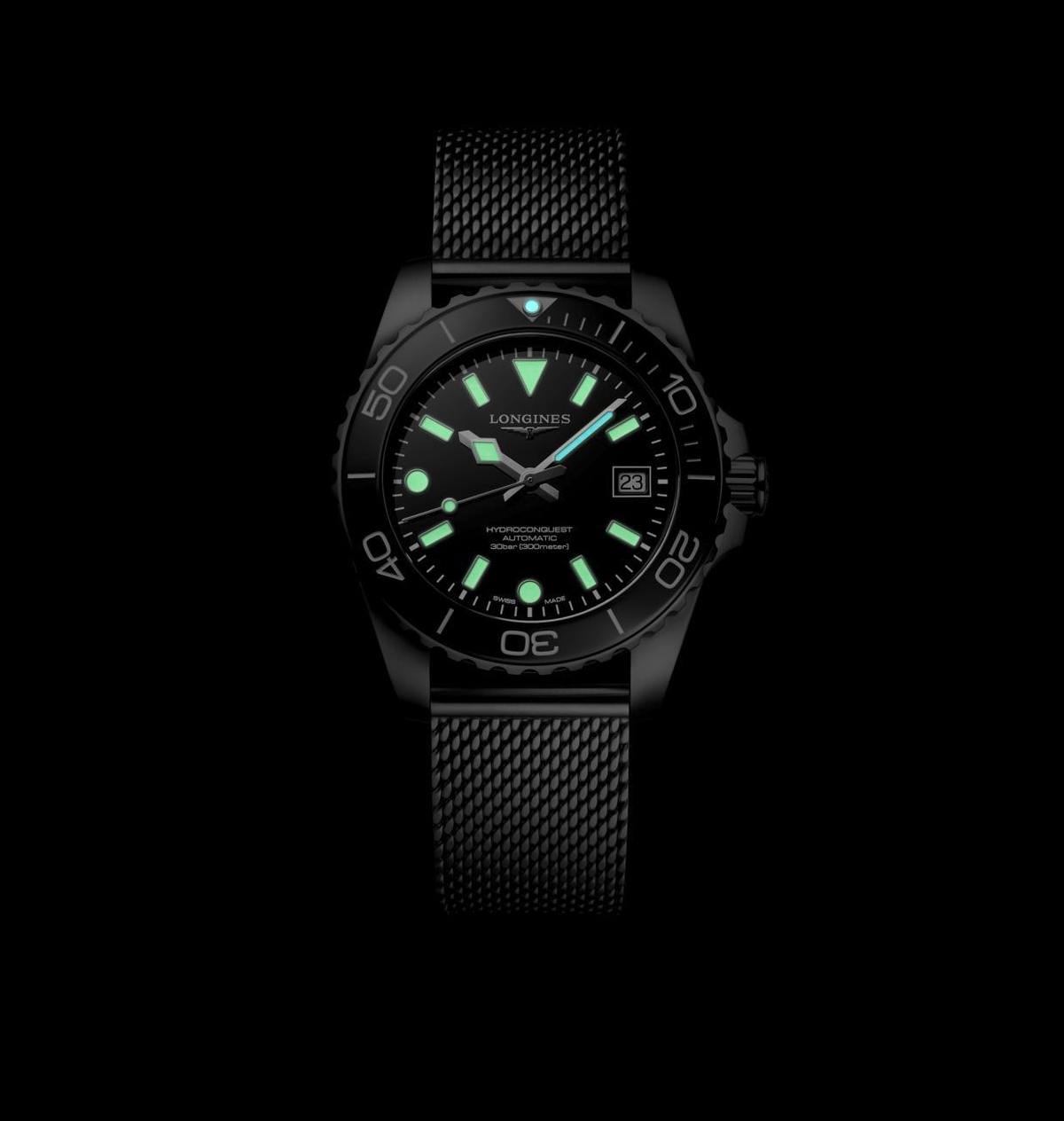 Longines Hydroconquest 39mm Watch with Black Dial