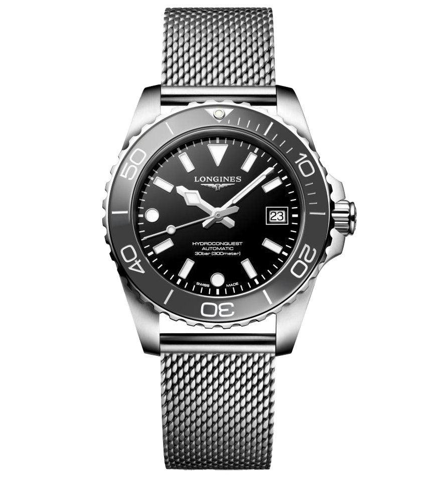 Longines Hydroconquest 39mm Watch with Black Dial