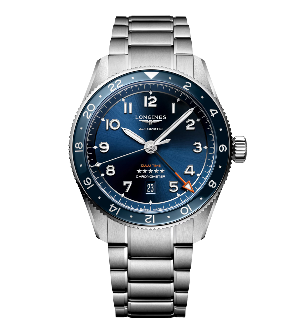 Longines Spirit Zulu Time 42mm Watch with Blue Dial