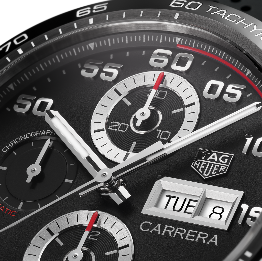TAG Heuer Carrera Chronograph Watch with Black Rubber Strap