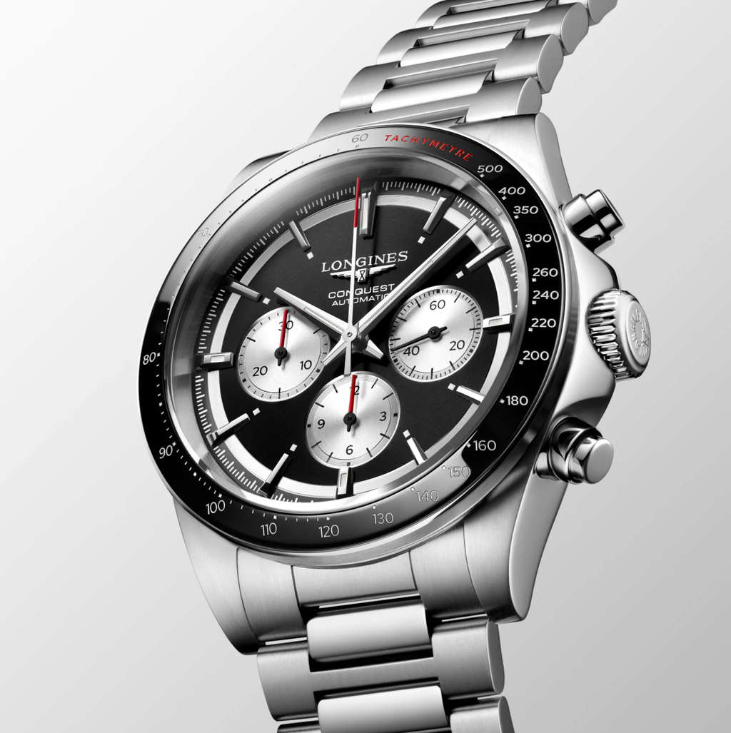 Longines Conquest 42mm Watch with Black Dial