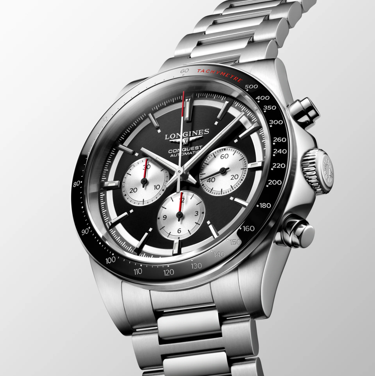 Longines Conquest 42mm Watch with Black Dial