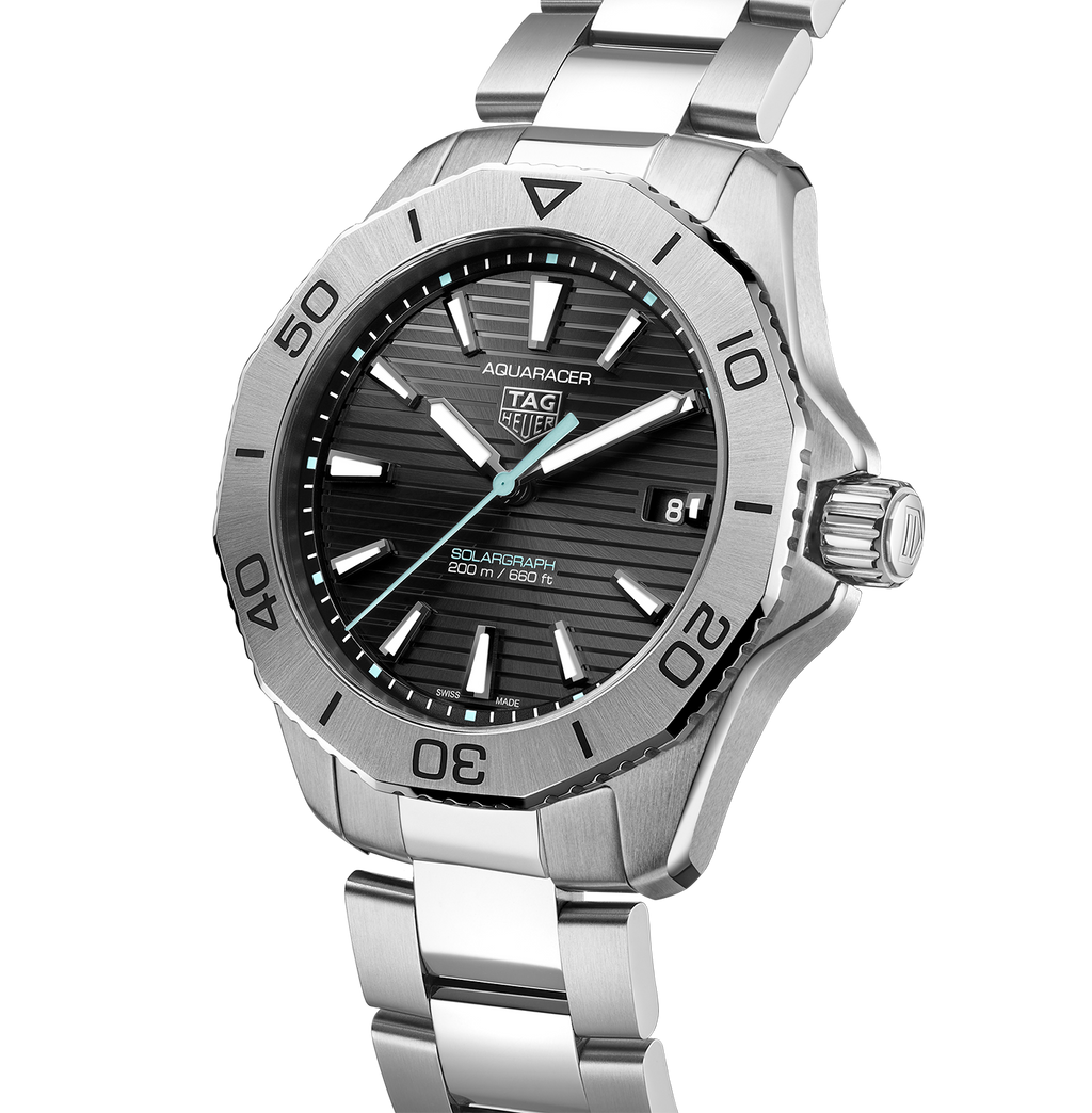 TAG Heuer Aquaracer Professional 200 Solargraph Watch with Black Sunray Brushed Dial