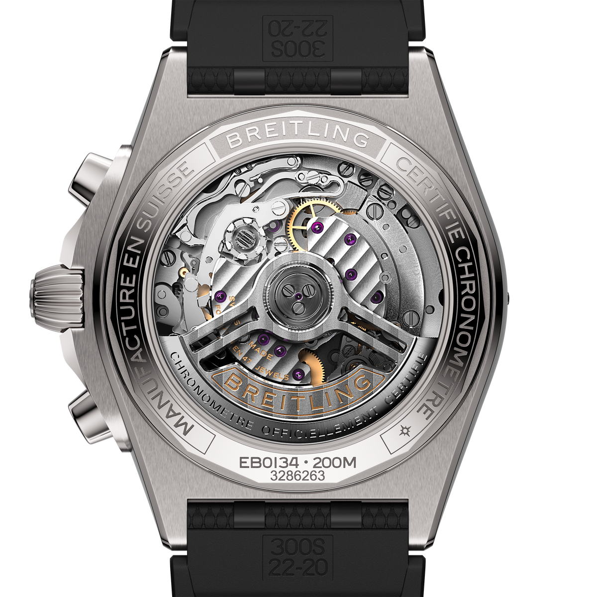 Breitling Chronomat B01 42 Watch with Black Rubber Rouleaux Strap