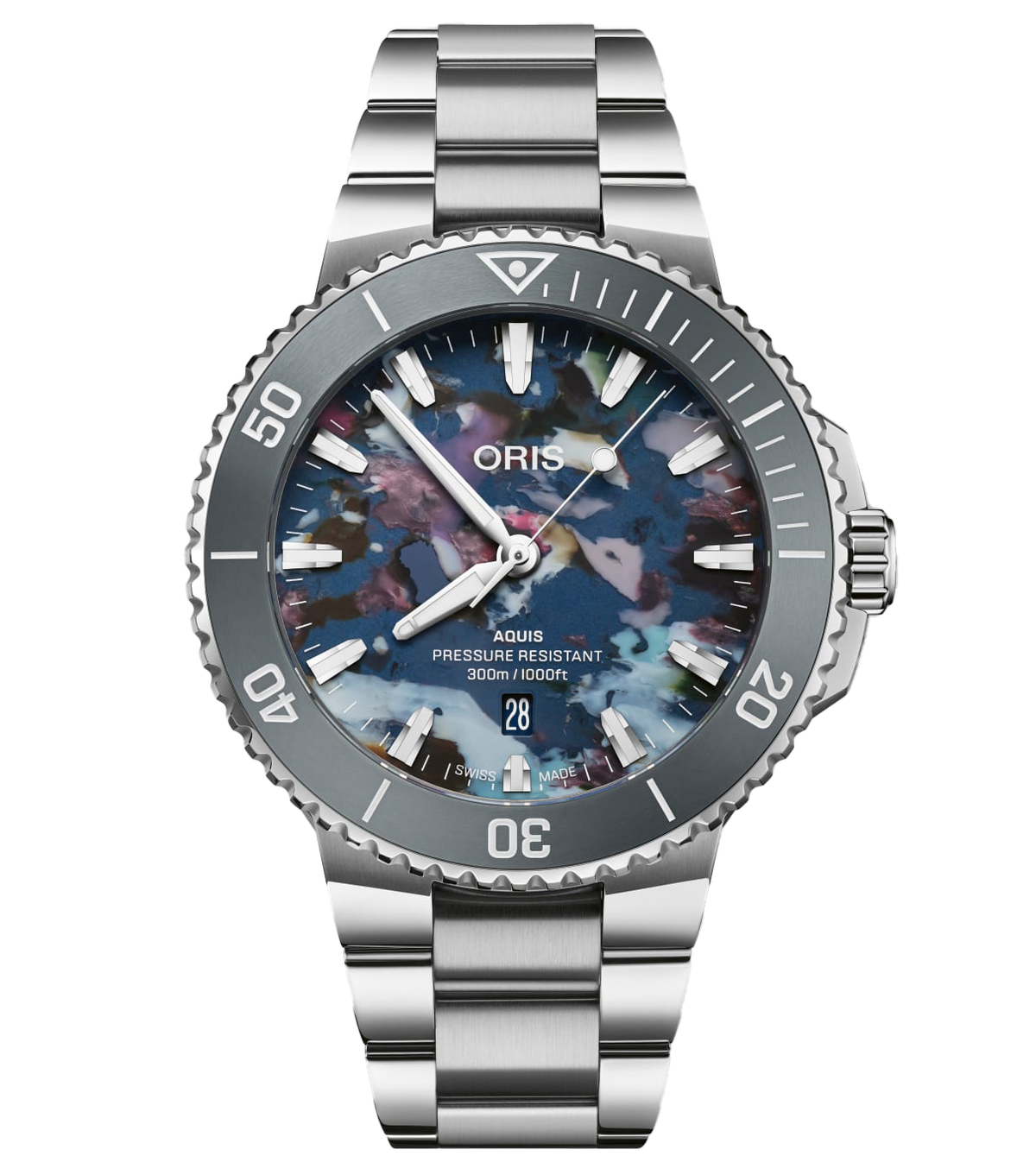 Oris Aquis Date Upcycle Watch with Multicoloured Dial, 43.50mm