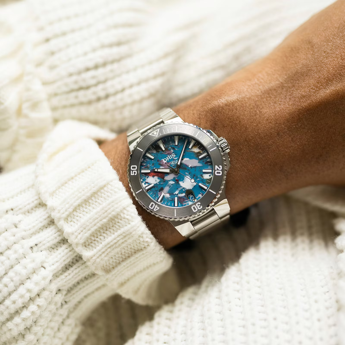Oris Aquis Date Upcycle Calibre 400 Watch with Stainless Steel Bracelet, 43.50mm