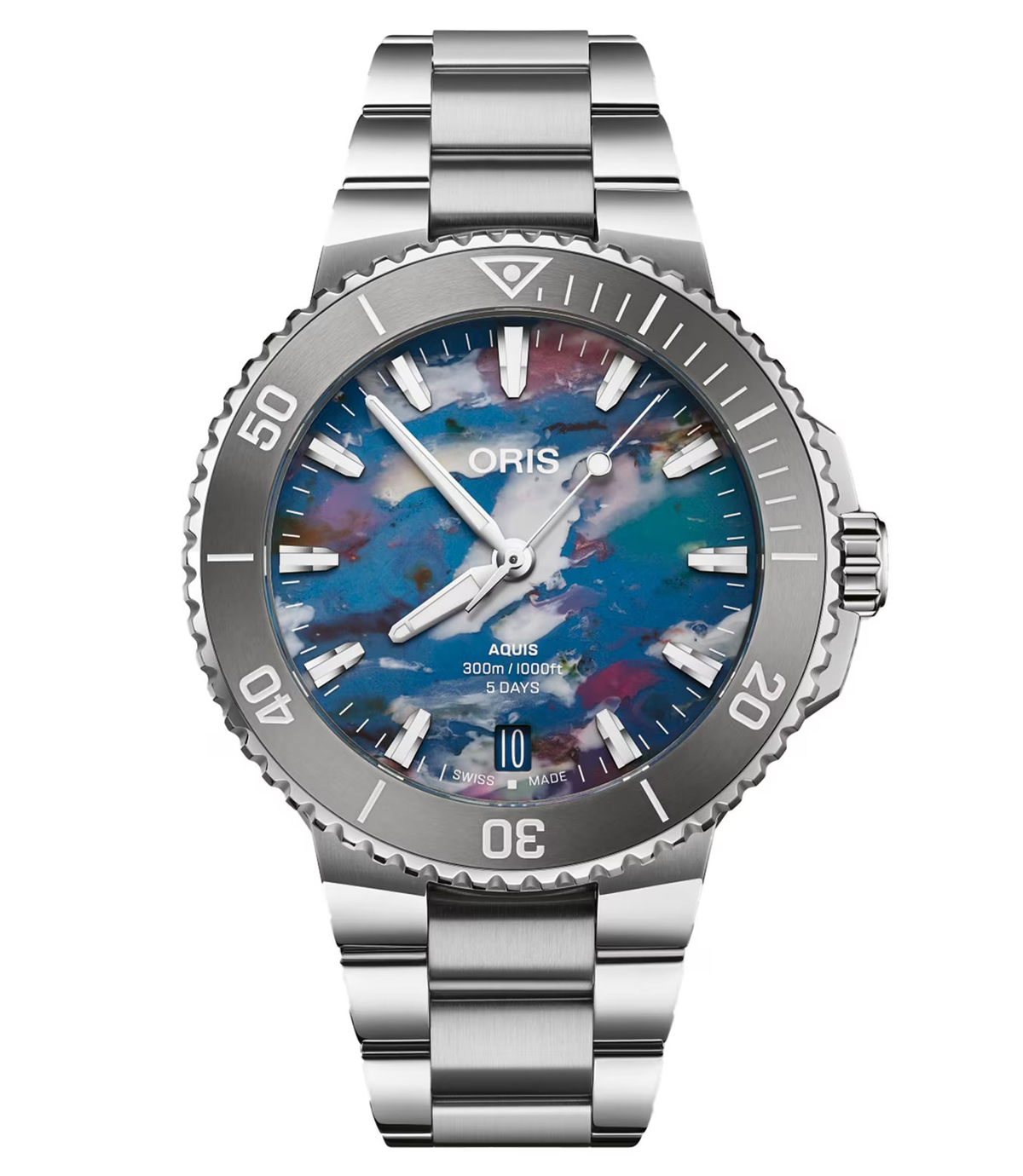Oris Aquis Date Upcycle Calibre 400 Watch with Stainless Steel Bracelet, 43.50mm