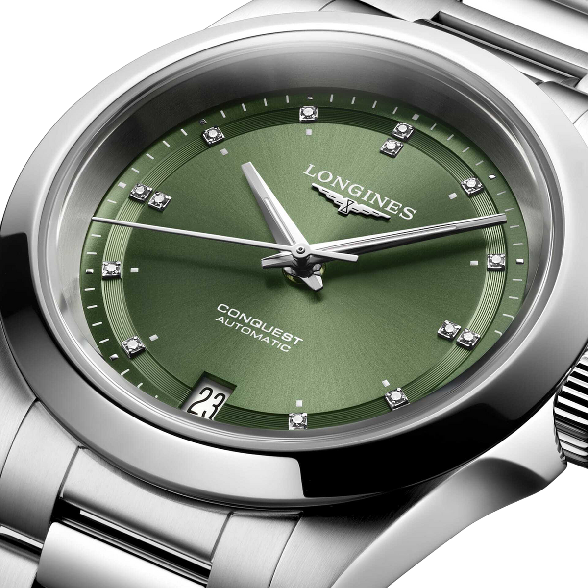Longines Conquest 34mm Watch with Sunray Green Dial