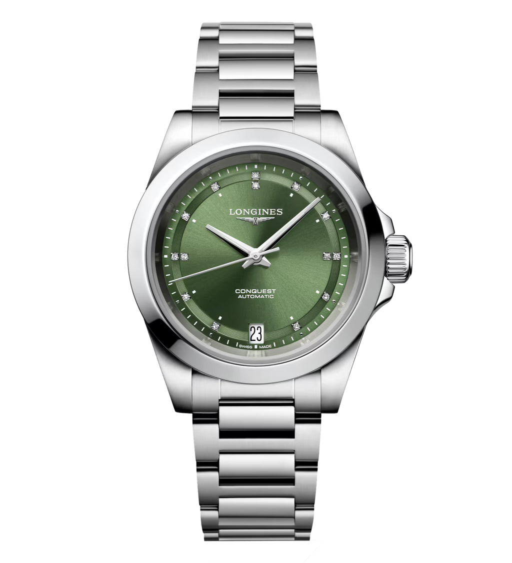 Longines Conquest 34mm Watch with Sunray Green Dial