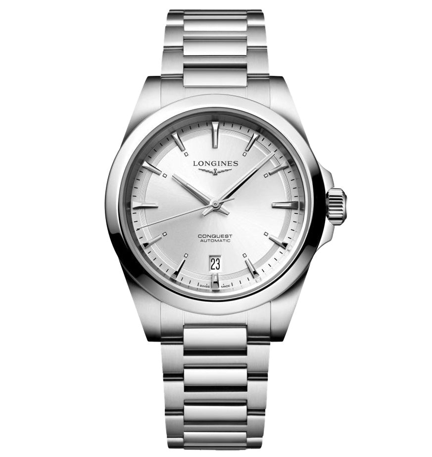 Longines Conquest 38mm Watch with Sunray Silver Dial