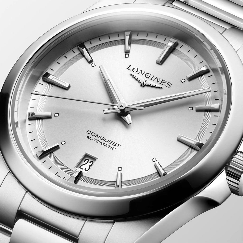 Longines Conquest 38mm Watch with Sunray Silver Dial