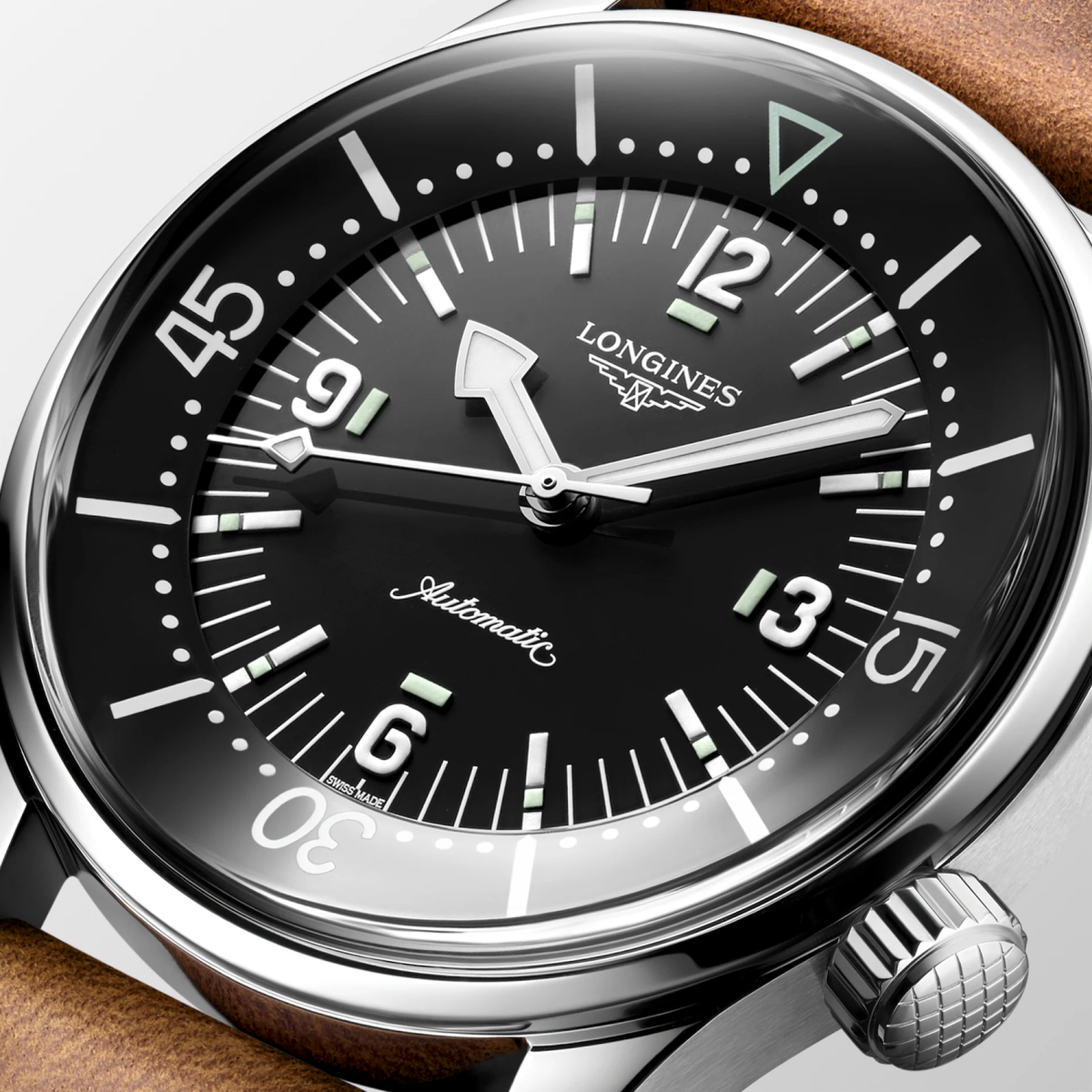 Longines Legend Diver 39mm Watch with Leather Strap