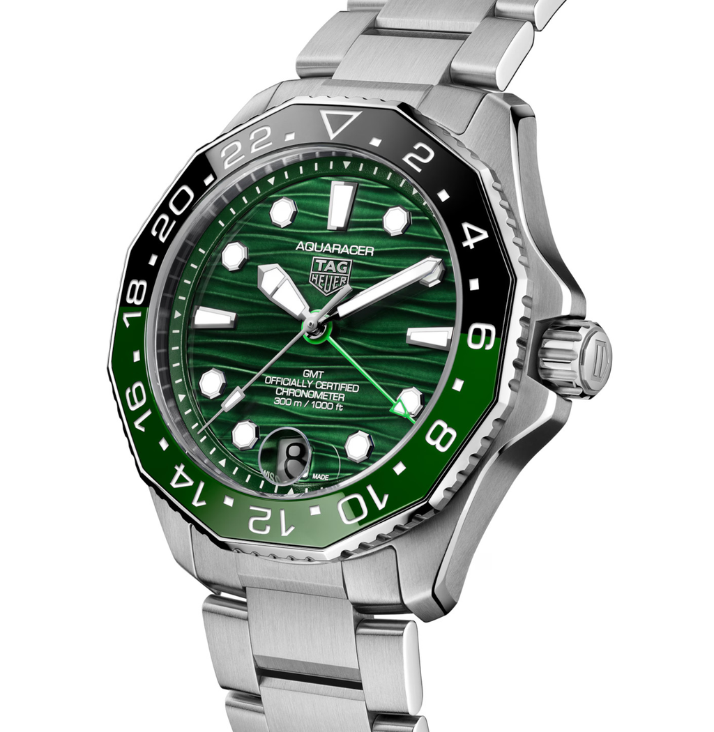 TAG Heuer Aquaracer Professional 300 GMT Watch with Green Dial