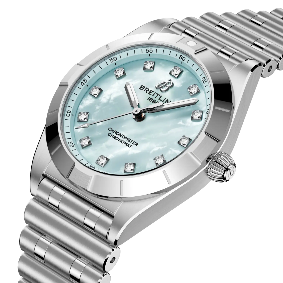 Breitling Chronomat 28 Watch with Blue Mother of Pearl Dial