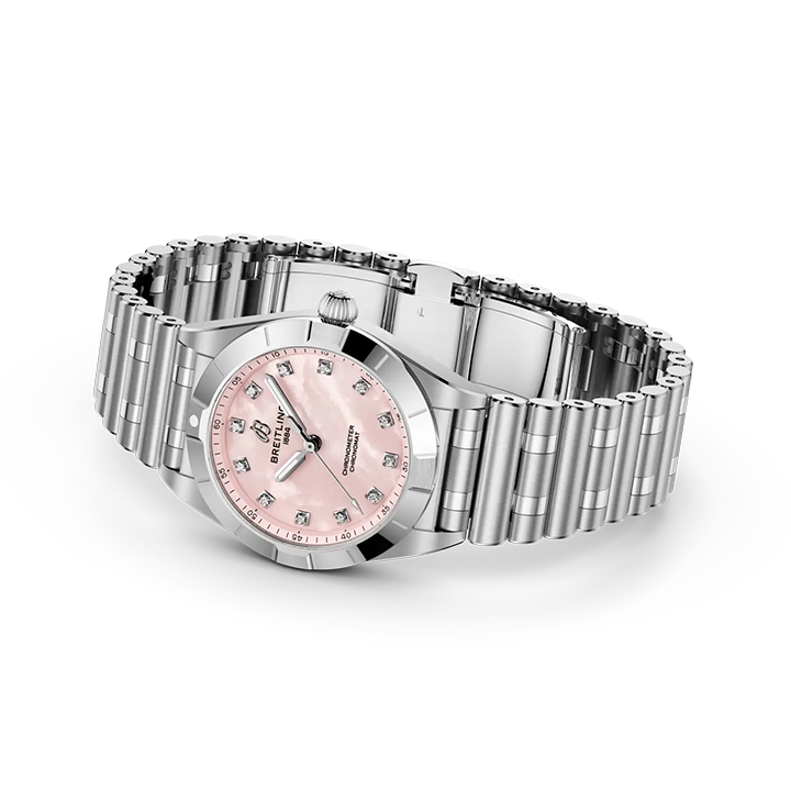 Breitling Chronomat 28 Watch with Pink Mother of Pearl Dial