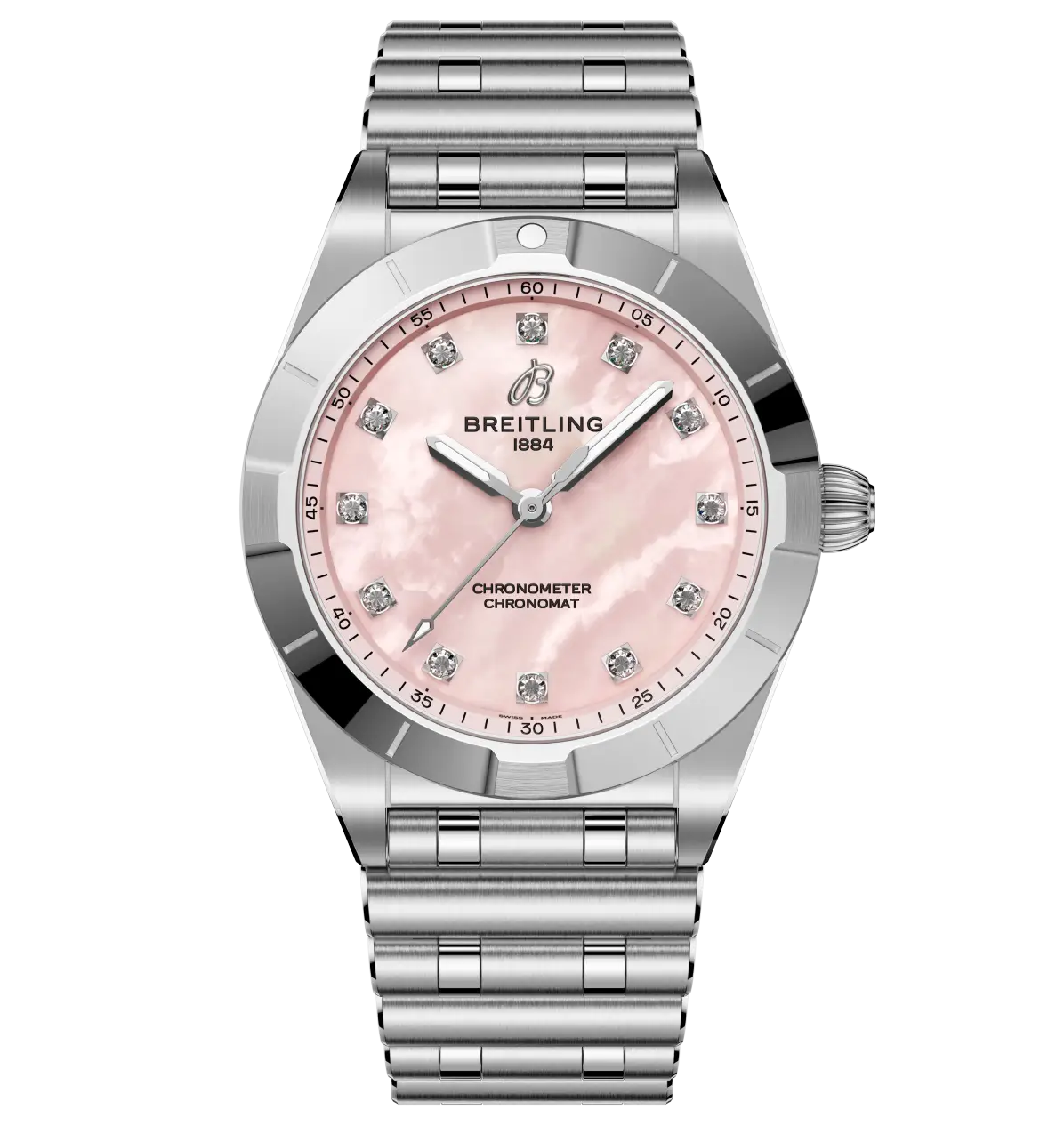 Breitling Chronomat 28 Watch with Pink Mother of Pearl Dial