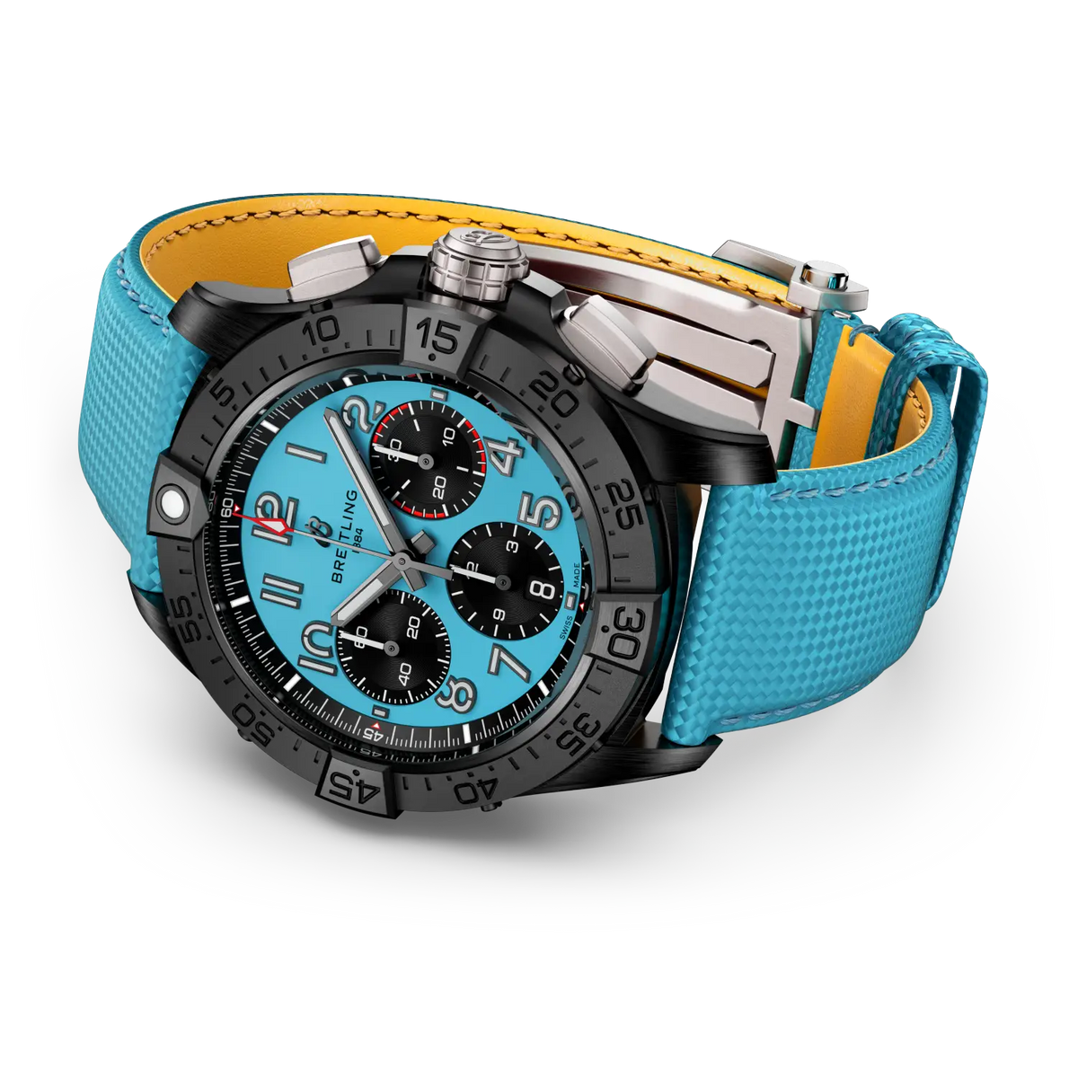 Breitling Avenger B01 Chronograph 42 Night Mission Watch with Turquoise Strap