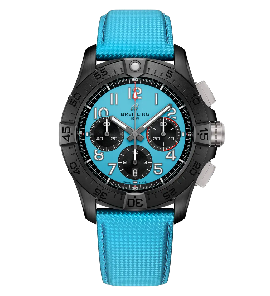 Breitling Avenger B01 Chronograph 42 Night Mission Watch with Turquoise Strap