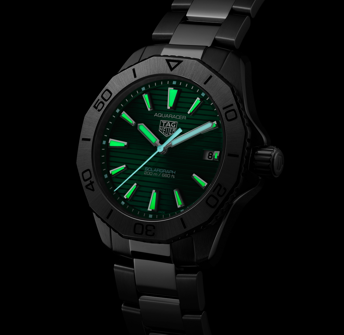 TAG Heuer Aquaracer Professional 200 Solargraph Watch with Green Dial