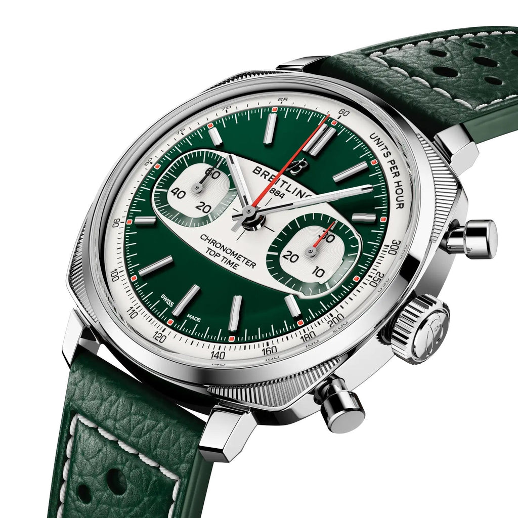 Breitling Top Time B01 Racing 38mm Watch with Green Leather Strap, Limited Edition