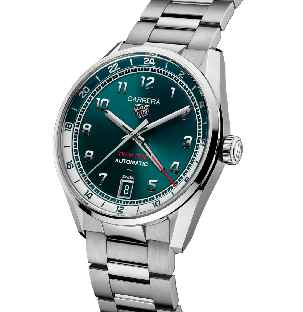 TAG Heuer Carrera Date Twin-Time Watch with Green Dial