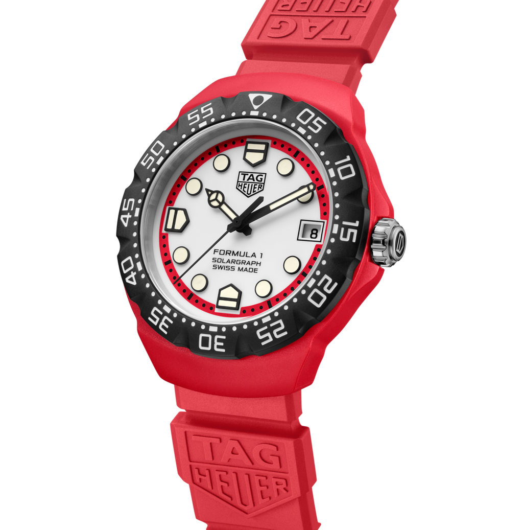 TAG Heuer Formula 1 Solargraph Watch with Red Rubber Strap