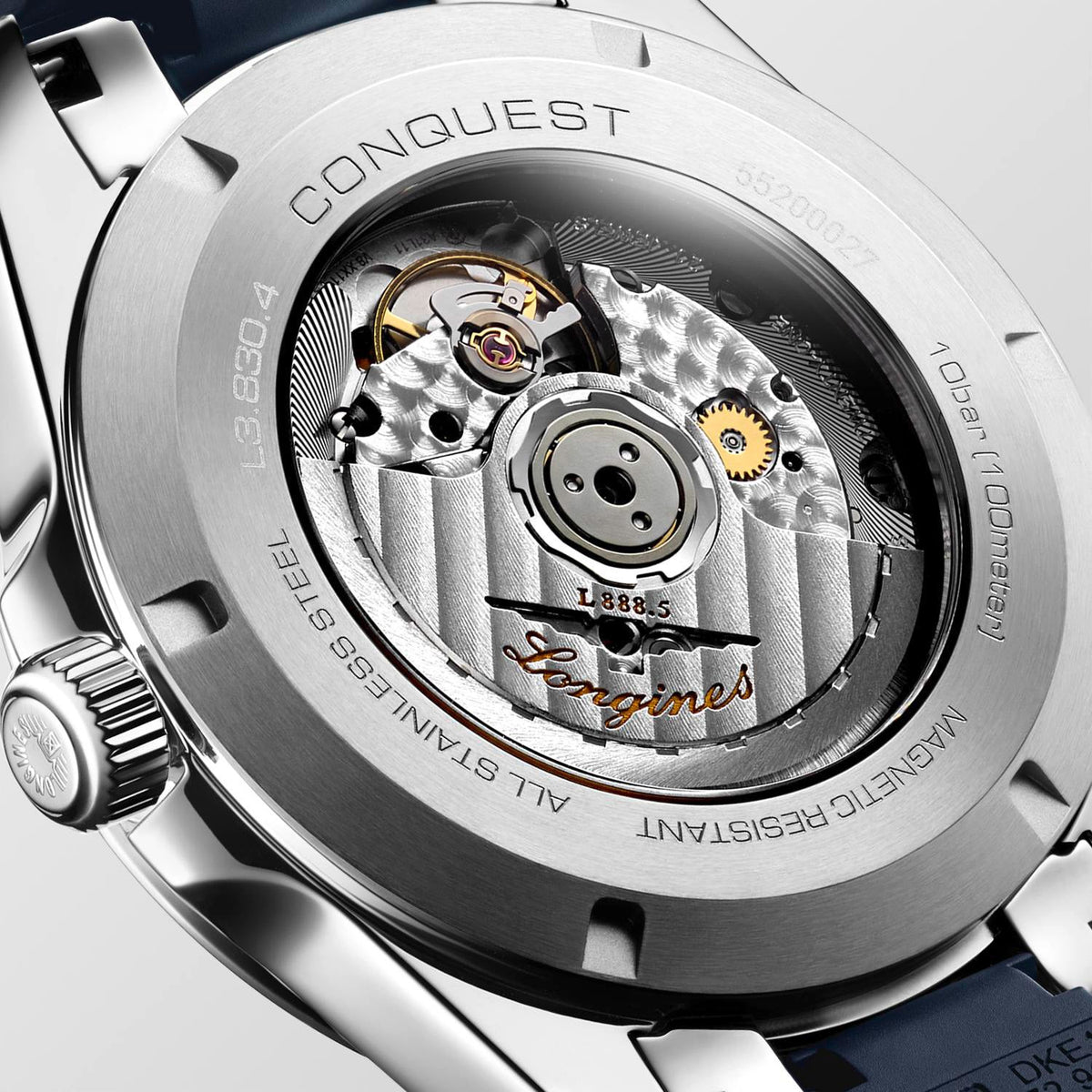 Longines Conquest 41mm Watch with Blue Rubber Strap