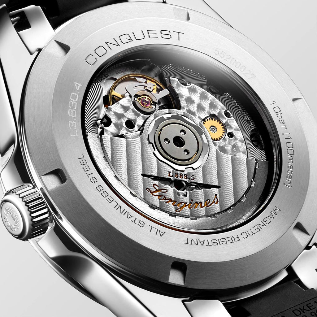Longines Conquest 41mm Watch with Black Rubber Strap