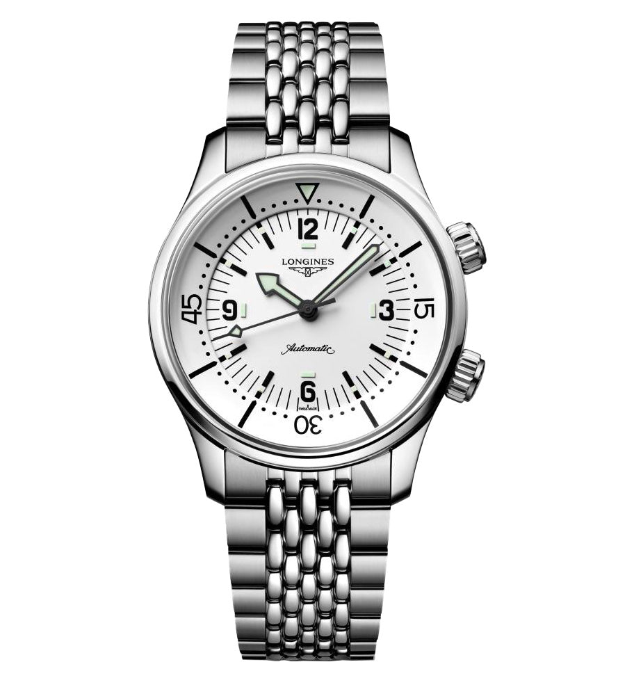 Longines Legend Diver 39mm Watch with White Dial