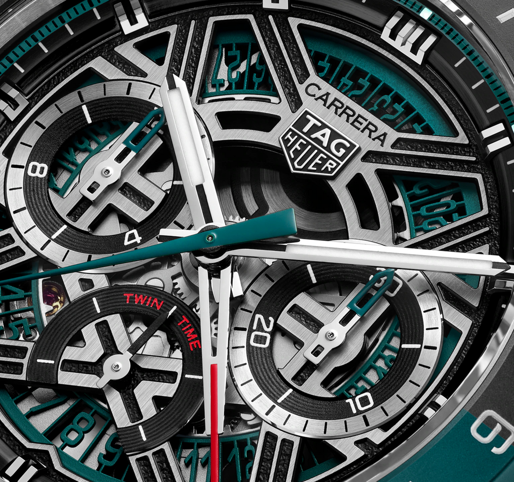TAG Heuer Carrera Chronograph Extreme Sport Twin-Time Watch with Green Rubber Strap