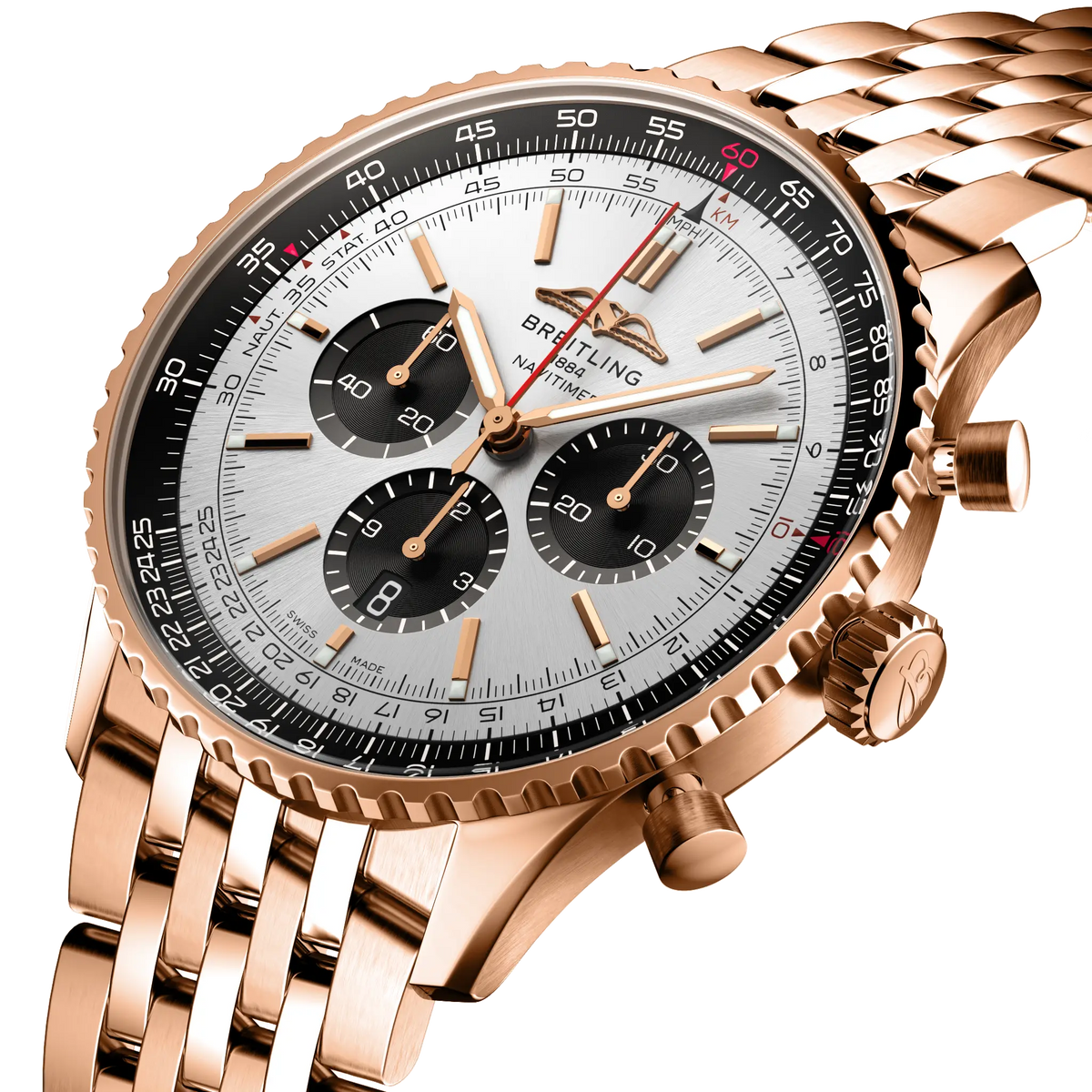Breitling Navitimer B01 Chronograph 46 Watch with 18K Red Gold Bracelet