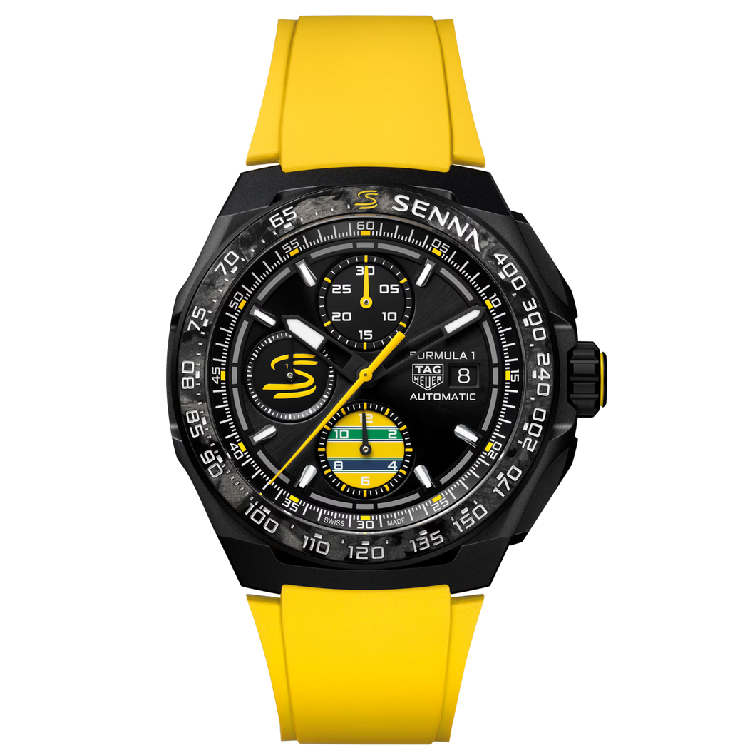 TAG Heuer Formula 1 Chronograph X Senna Watch with Yellow Rubber Strap