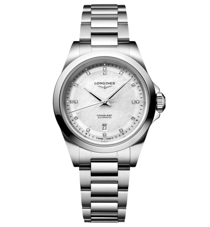 Longines Conquest 30mm Watch with Mother-of-Pearl Dial