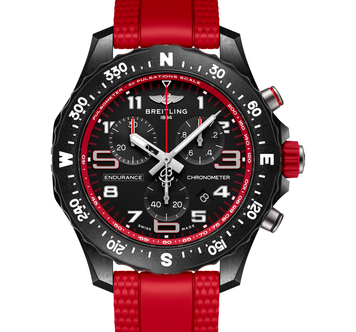 Breitling Endurance Pro 38 Watch with Red Strap