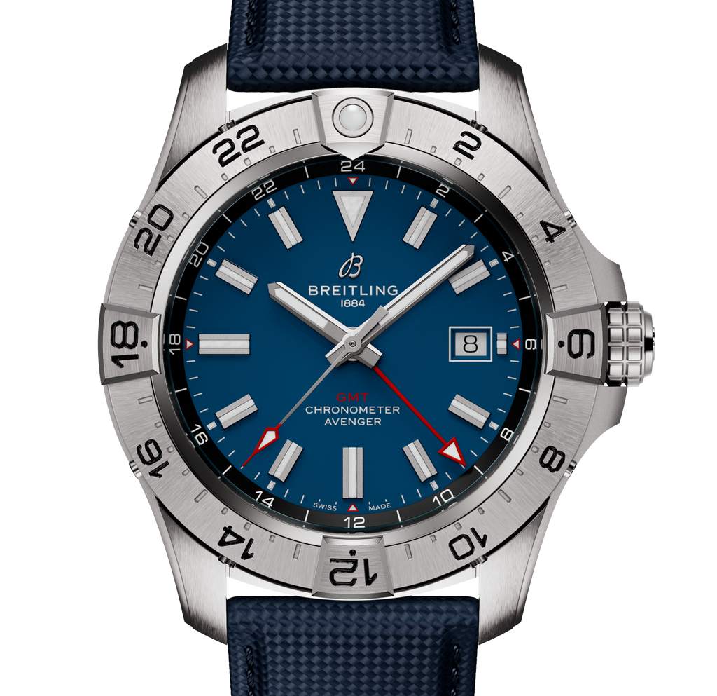 Breitling Avenger Automatic GMT 44mm Watch with Blue Strap
