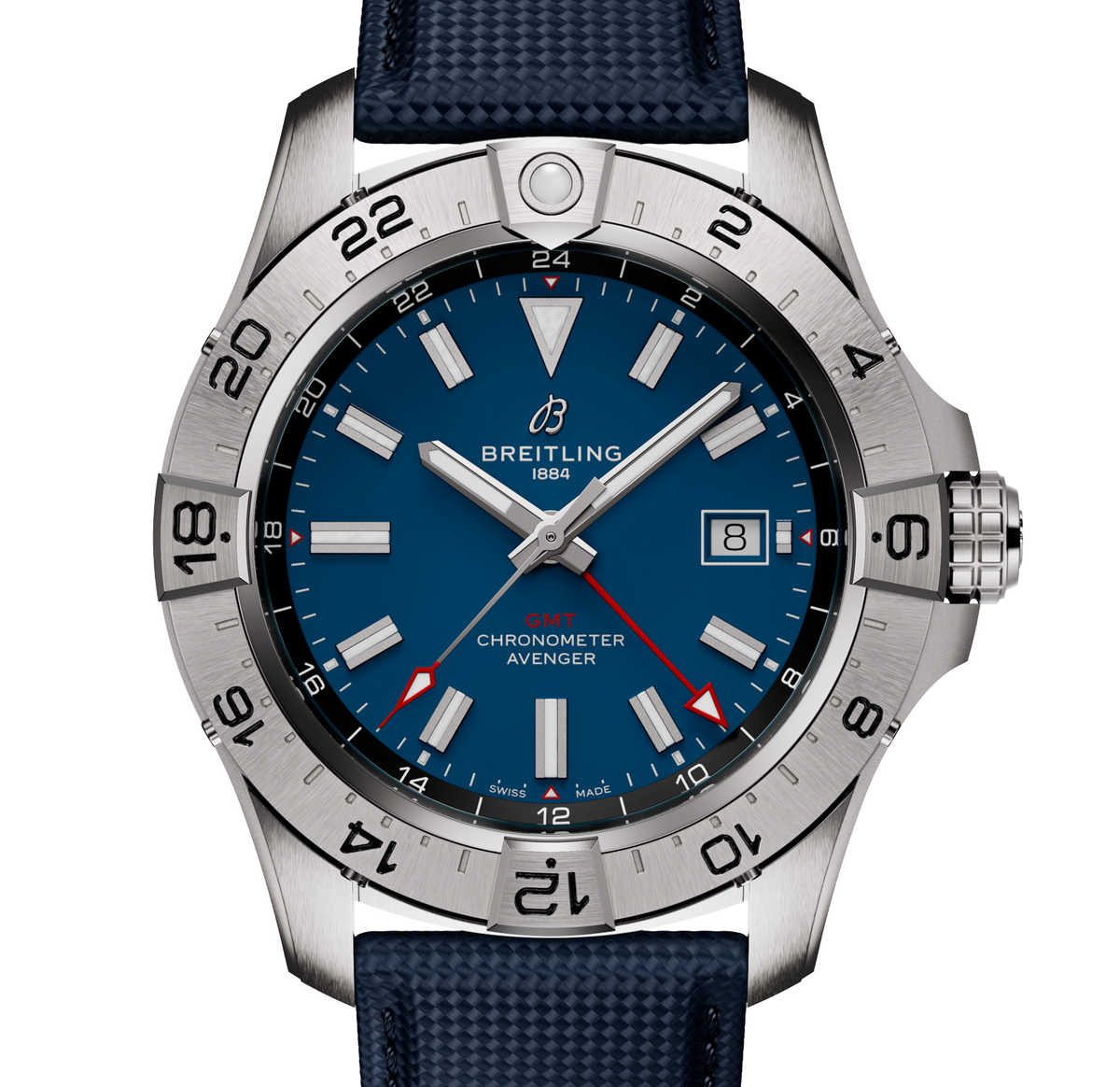 Breitling Avenger Automatic GMT 44mm Watch with Blue Strap