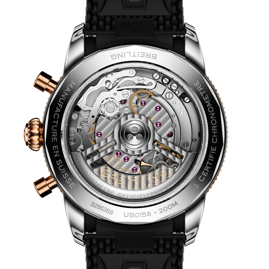 Breitling Superocean Heritage B01 Chronograph 42 Watch with Black Mesh Rubber Strap