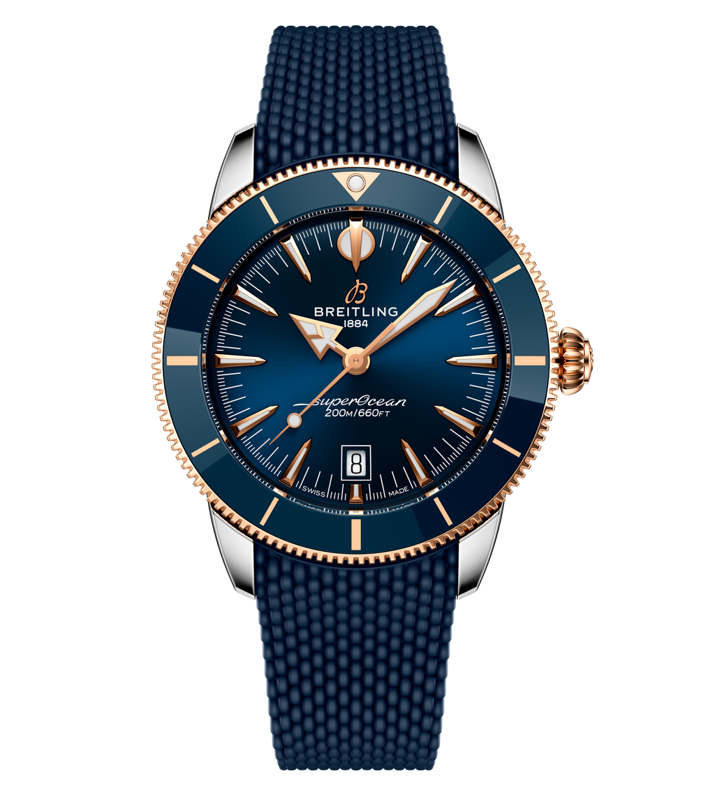 Breitling Superocean Heritage B31 Automatic 44 Watch with Blue Mesh Rubber Strap